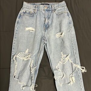 Aeropostale Blue Boyfriend Jeans Distressed High-Waisted